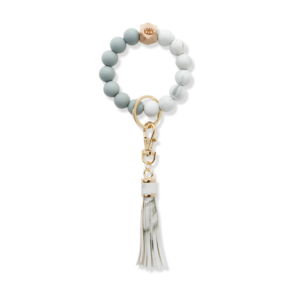 Wholesale Leather PU Tassel Silicone Bead Wrist Portable Keychains